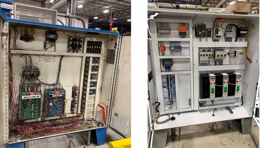 coil slitting control panel before and after